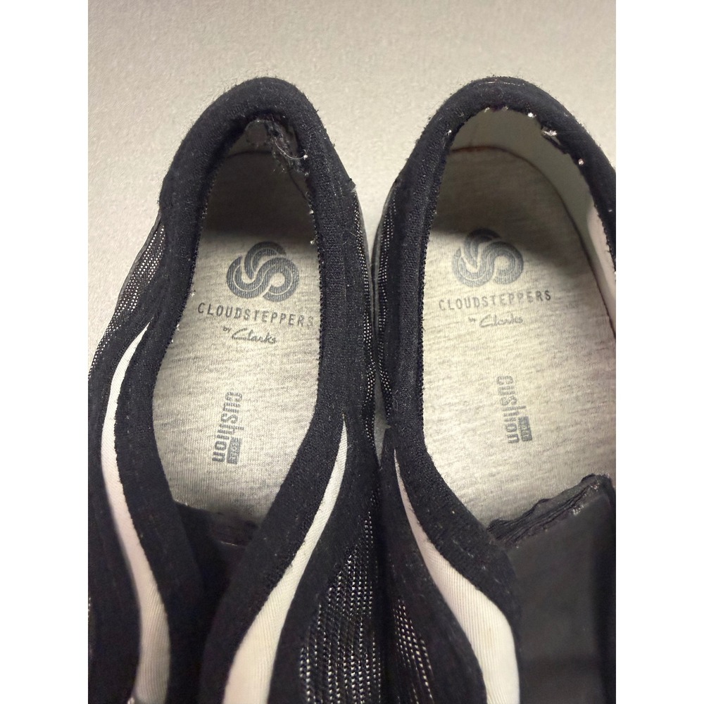 Clarks Cloudsteppers Sillian Tino Womens Black White Pinstripe Walking Shoes - Picture 5 of 9